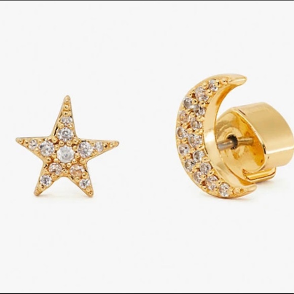 NEW KATE SPADE ♠️ SOMETHING SPARKLY PAVE STAR & MOON STUD EARRINGS